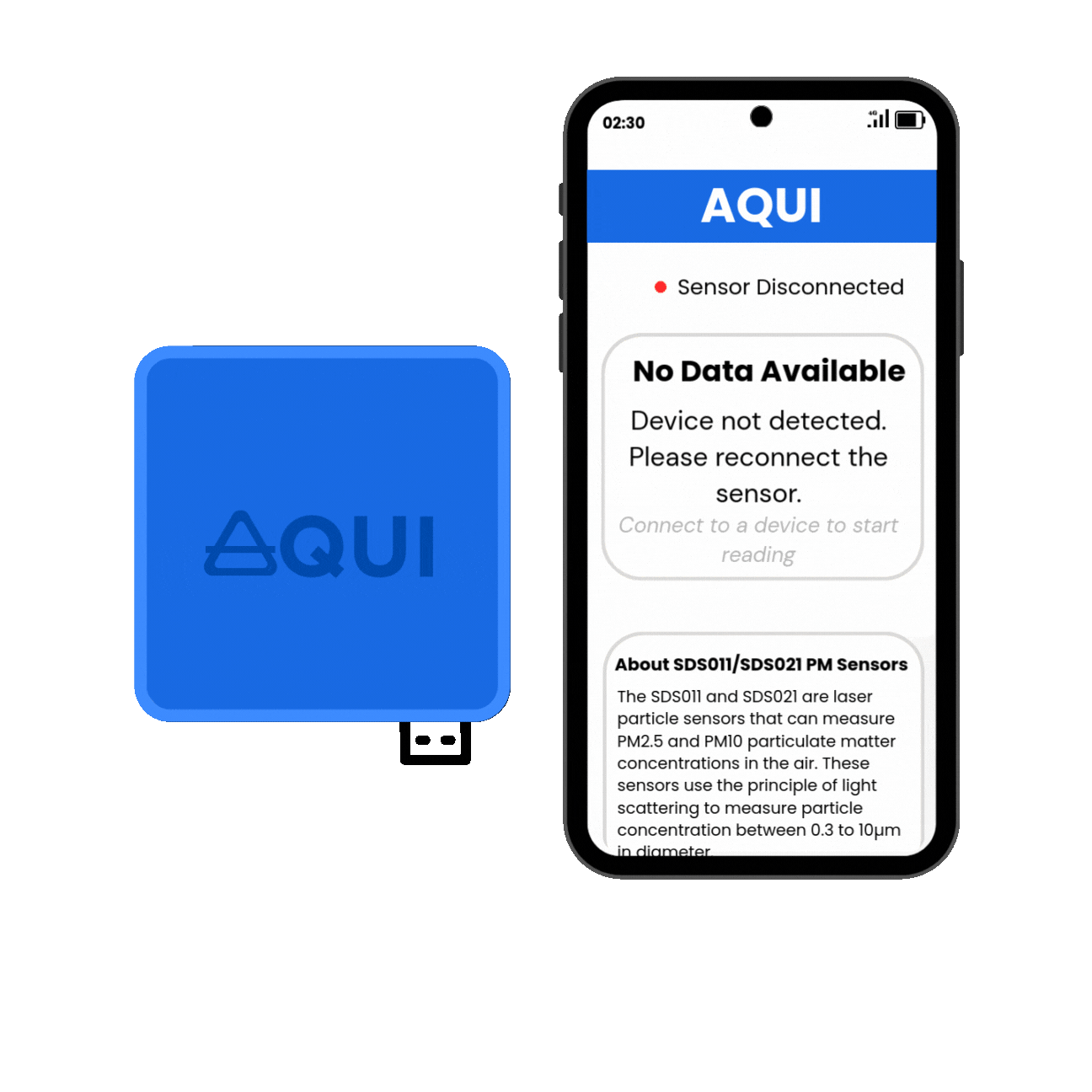 Aqui air quality sensor animated view